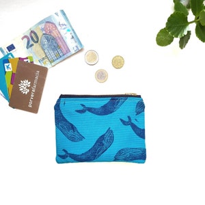 Monedero "Ballenas", cartera ballena. Lona de algodón, estampación artesanal. Cartera mujer. Monedero mujer. Cartera de tela. Cartera hombre