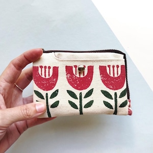 Cartera "Amapola", cartera flores. Tulipán. Flores. Cartera mujer. Monedero mujer. Cartera de tela. Cartera roja. Billetera mujer. Regalo