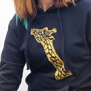 Giraffe sweatshirt, hand printed. Men&#39;s sweatshirt, women&#39;s sweatshirt, hooded sweatshirt. Giraffe sweatshirt. Couple sweatshirt. African