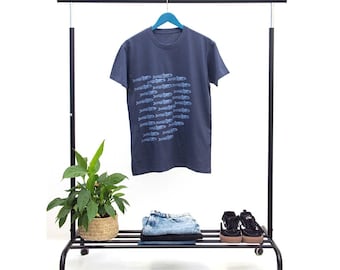 Anchovies T-shirt, hand-printed. Fish t-shirt. Woman t-shirt, man t-shirt. Fishes, anchovy. Gift for him, gift for her. Fish clothing.Cotton