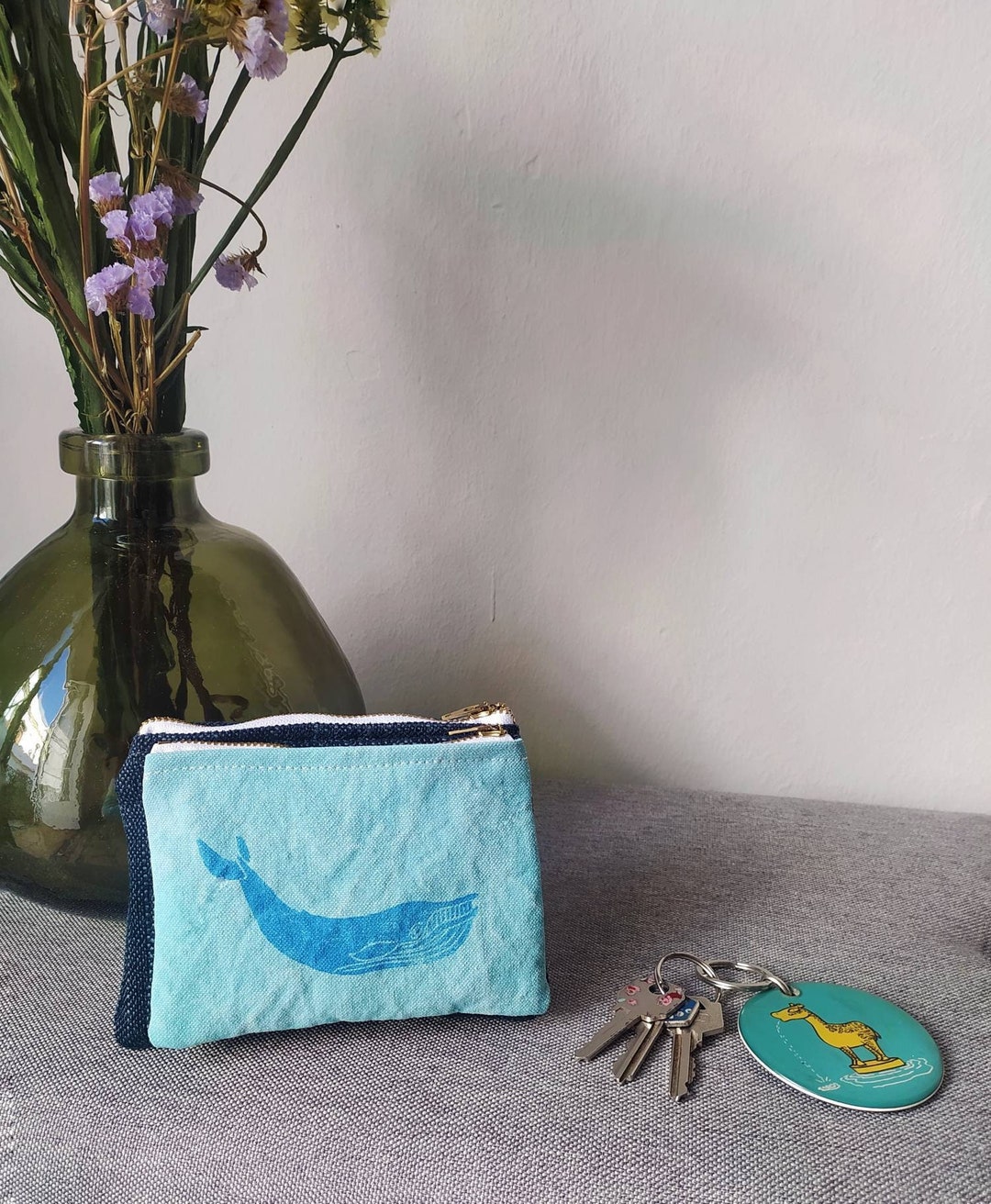 Whale Wallet. Woman Wallet. Whale Purse. Handprinted. Man Wallet