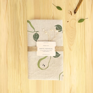 Tablecloth &quot;Pear&quot;, printed by hand. Individual and family tablecloths. Home decor. Home textiles. Table linen. Tea towel. Cotton. Pears