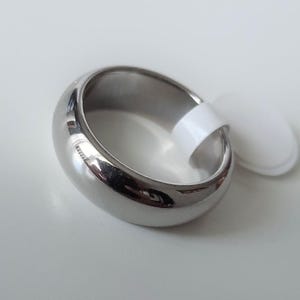 7mm Classic Polished Plain Silver Ring, Stainless Steel, Wedding Band Polished, Modern Ring, Ring Band, Unisex, Trendy, Gift