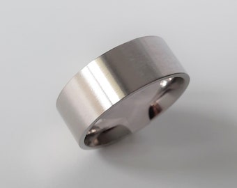 8mm Plain Brushed Metal Ring Band Stainless Steel, Modern Ring, Unisex, Gift, Trendy Jewelry 316L