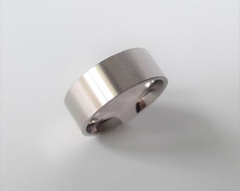 8mm Brushed Stainless Steel Ring Band: Modern Unisex Jewelry