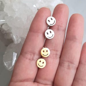 Smiley Face Stud Earrings: Stainless Steel Happy Earrings (8mm)