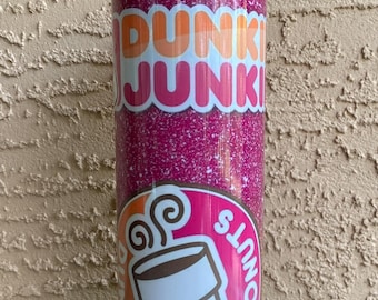 Vaso inspirado en DD Dunkie Junkie Dounts MAMA Runs On Dunkin de 20 oz de acero inoxidable