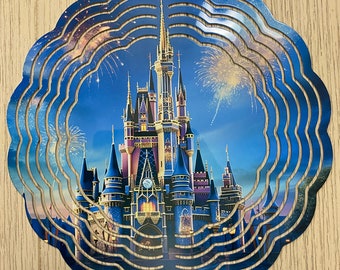 Spinner de jardín o patio de doble cara con el castillo de Cenicienta inspirado en Disney