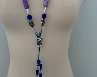 Jewellery - Necklaces - Beaded - Crystal Blue and Purple Haze Beaded Necklace