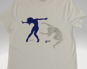 Jazz Girl Cotton Tee Shirt - Sapphire and Silver - Sizes 6 - 16