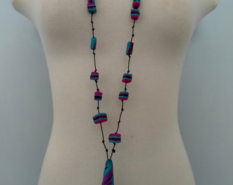 Jewellery - Necklace - Fuchsia Pink Liquorice Handmade Polymer Clay Necklace