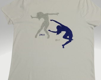 Jazz Girl Cotton Tee Shirt - Silver and Sapphire - Sizes 6-16