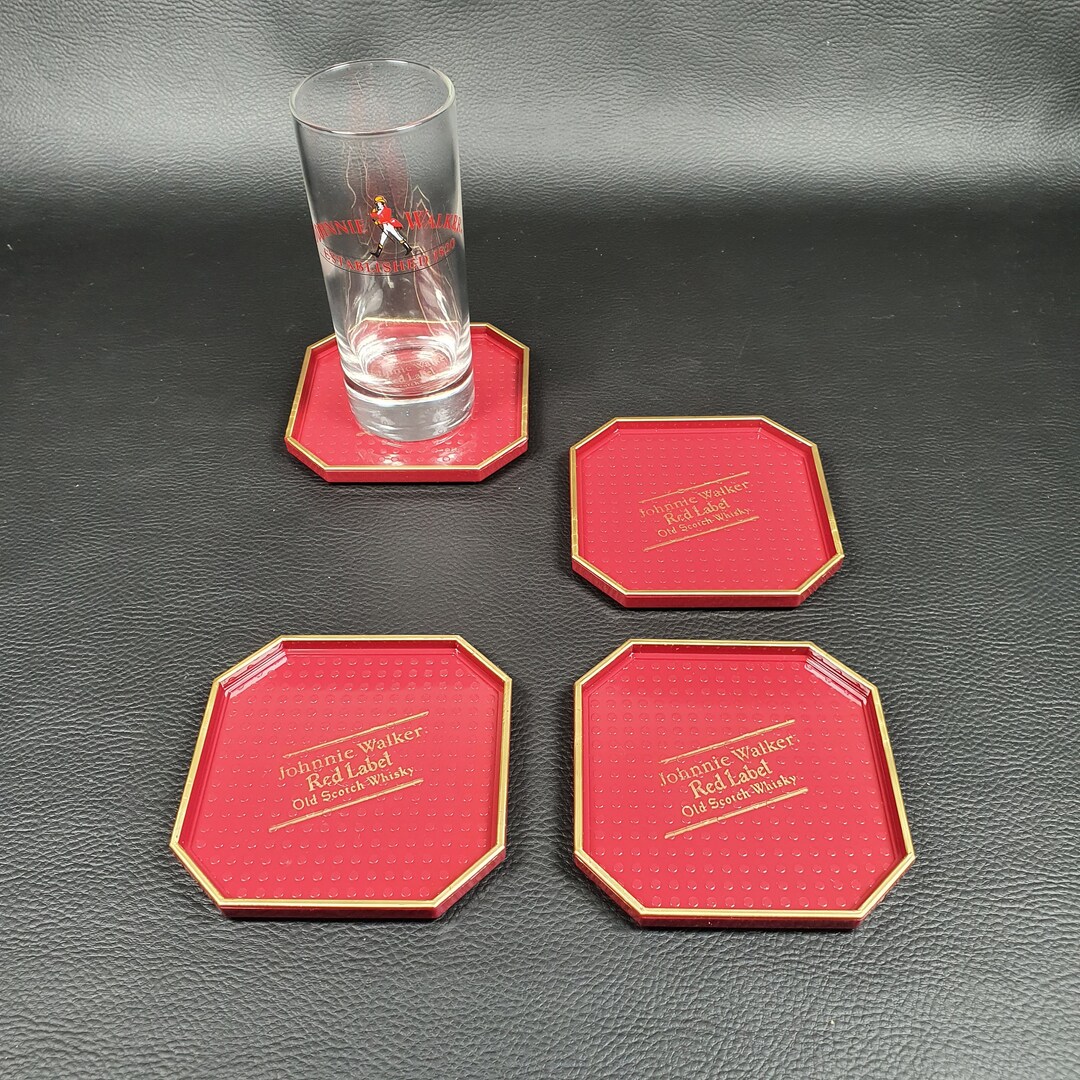 JOHNNIE WALKER 4 Octagonal Advertising Coasters for Whiskey Etsy