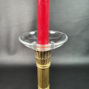 Old candle holder bobeche in thick transparent glass | Candlestick decoration France 1930