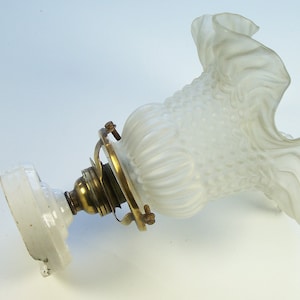 Brass wall light with china rose and frosted lamp shade tulip shape vintage Made in France 1930