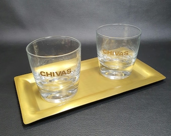 CHIVAS | 2 grote gegraveerde whiskyglazen voor het Schotse whiskymerk CHIVAS Regal | Levensstijl jaren 2000