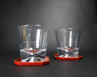GIOVANNI BATTISTA | 2 grandi bicchieri da whisky incisi per il marchio di whisky scozzese Johnnie WALKER | 20 cl | Stile di vita anni 2000