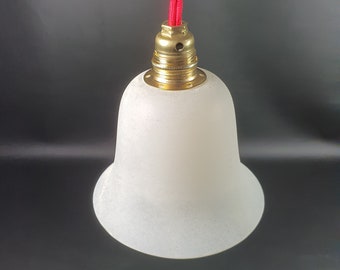 Thick bell-shaped lamp glass opacified in white by coating | Lighting France vintage 1970