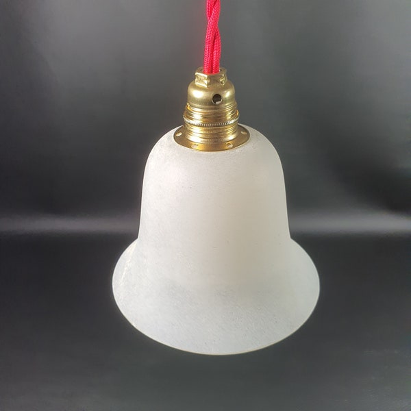 Verre de lampe épais en forme de cloche opacifié en blanc par enduit  | Douille E14 en laiton en option | Eclairage France vintage 1970