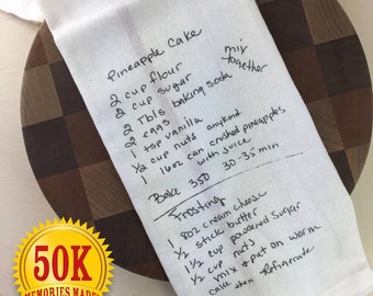 2024 Handwritten Family Recipe Towel original Writing / Recipe Tea Towel / Recipe Towel / Best Christmas Gift