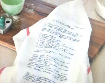 Recipe Tea Towel Printed from Handwritten Family Recipe Towel, Recipe In Original Writing Custom Tea Towel -Proofs for all orders FREE