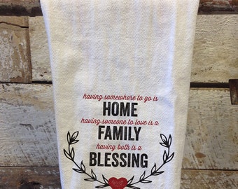 Tea Towel Stacked Type//Home Family Blessing Tea Towel