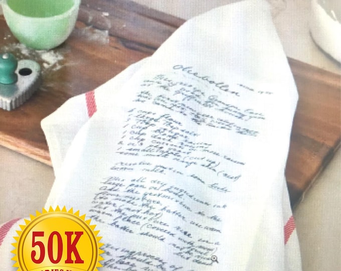 Recipe Tea Towel Printed from Handwritten Family Recipe Towel, Recipe In Original Writing Custom Tea Towel