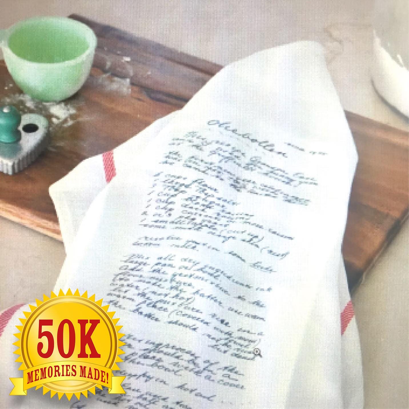 Recipe Tea Towel Printed from Handwritten Family Recipe Towel, Recipe In Original Writing Custom Tea Towel