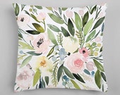 Blush Floral Cluster Watercolor Throw Pillow