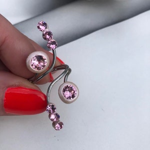 Asko Design Swarovski ring ceralun lth rose crystal ring handmade__ adjustable