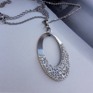 Asko Design Swarovski crystal clear ceralun pendant + stainless steel chain
