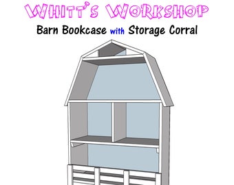 Barn Bookcase with Toy Storage Corral