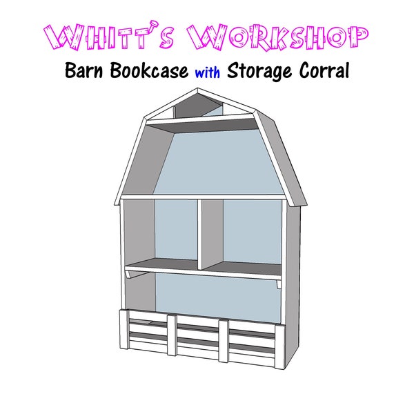 Barn Bookcase with Toy Storage Corral