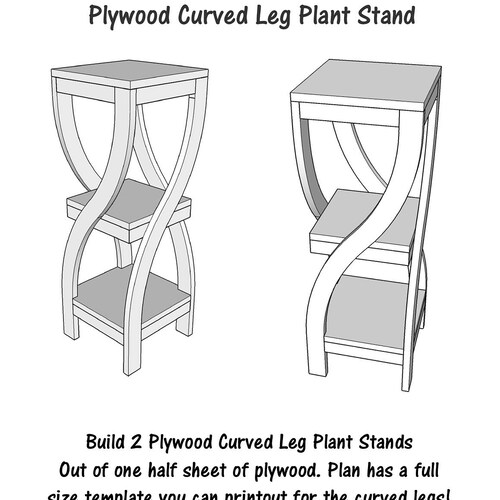 Plywood Curved Leg Plant Stand Etsy