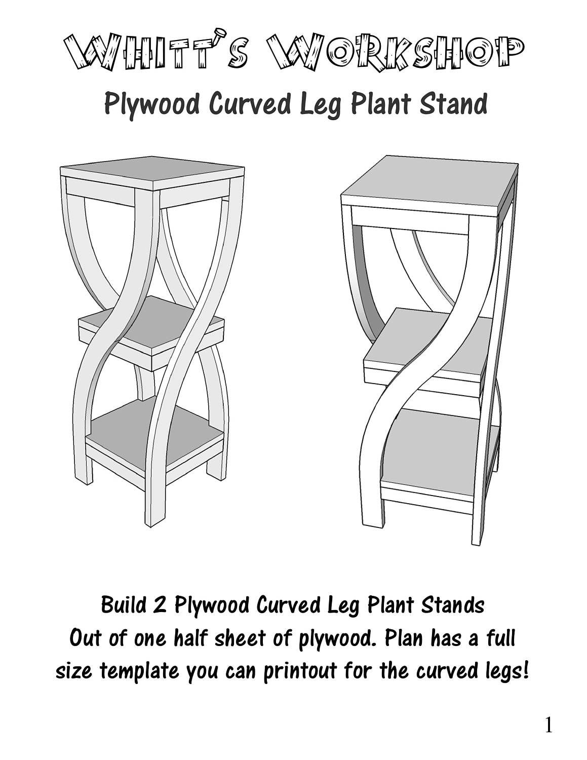 Plywood Curved Leg Plant Stand