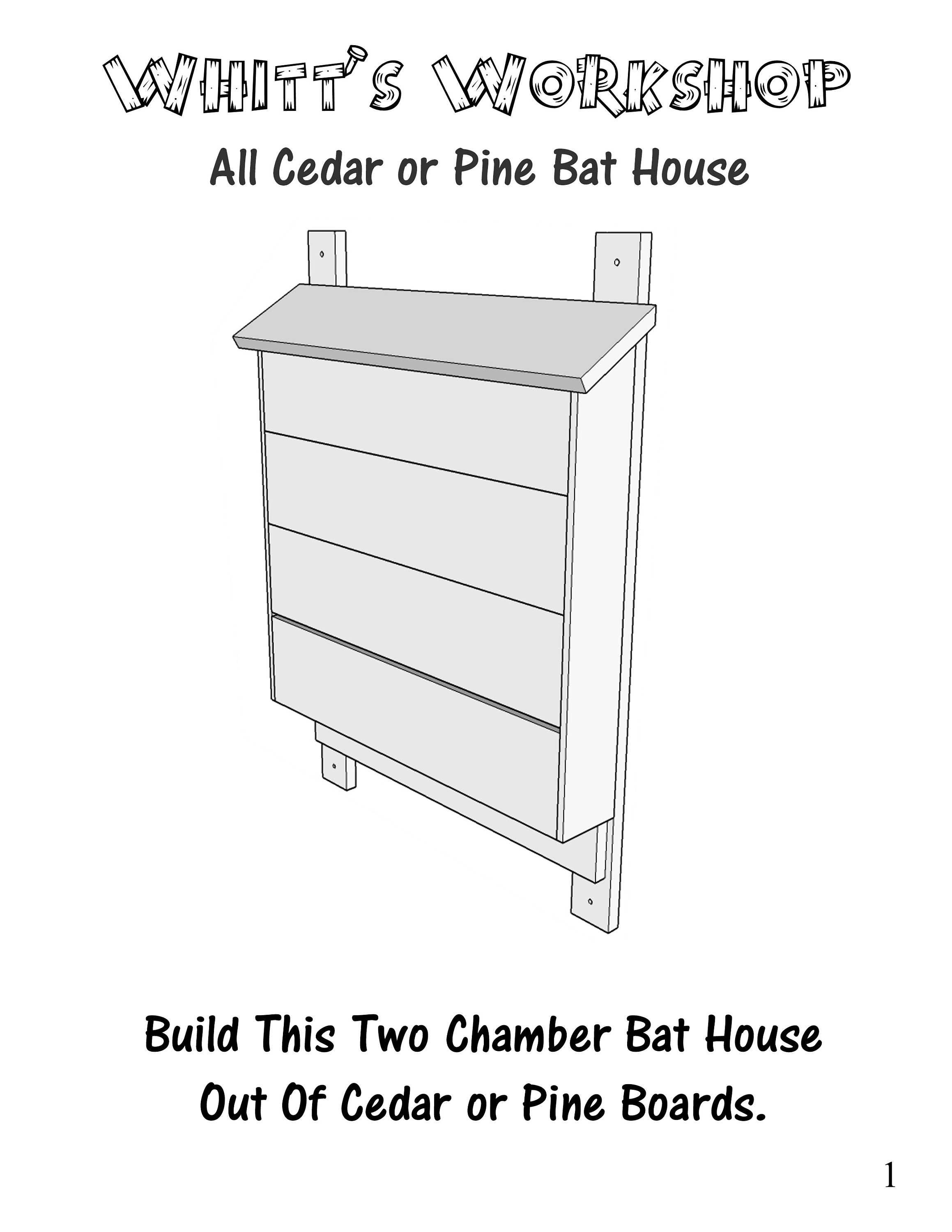 Cedar or Pine Bat House PFD File Wood Plans Blueprints Etsy