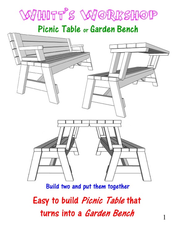 Picnic Table or Garden Bench | Etsy