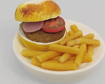 1:6 scale Hamburger &  fries barbie blythe Bjd phicen playscale