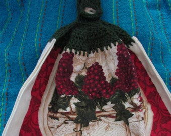 Crocheted top kitchen towel