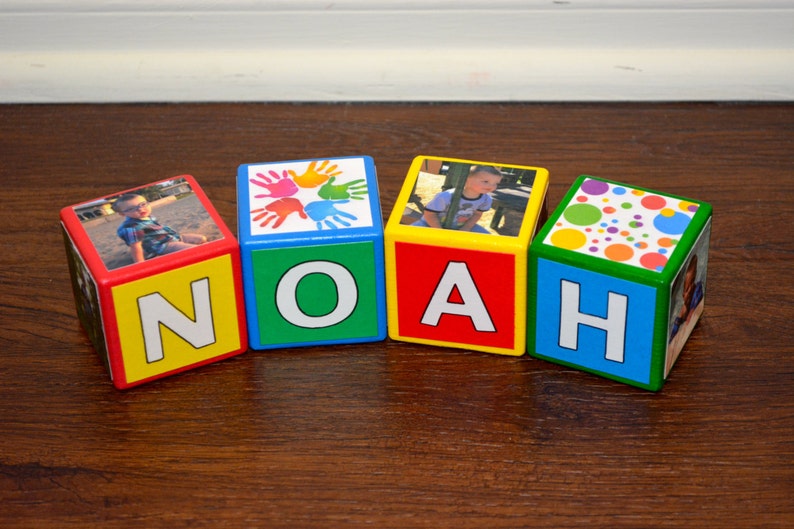 Colorful Blocksautism Blockspersonalized Wooden Blockskids Etsy