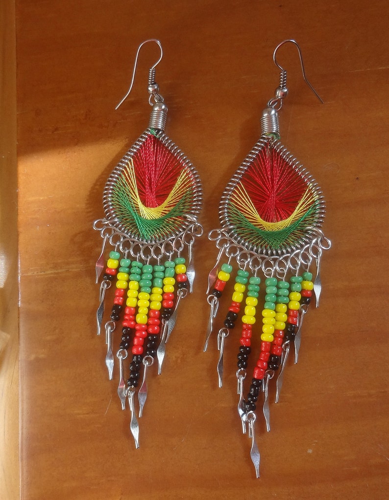 Peruvian silk thread earrings image 1