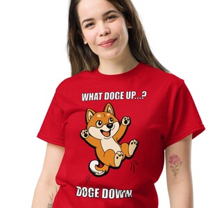 What Doge Up? Doge Down – Funny Dogecoin Meme T-Shirt, Shiba Inu Crypto Tee, HODL To The Moon Shirt