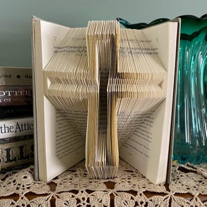 Folded Book Art Cross: Religious Gift, Communion Decor