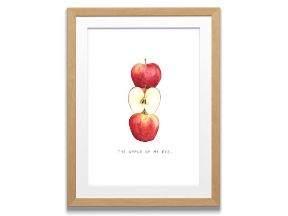 Apple of My Eye Print, Print Painting, Watercolor, Food Illustration, Kitchen Decor, Inspiration, Art Print, 8x10