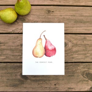 Perfect Pear, Perfect Pair, Valentines Day, Watercolor, Food Illustration, Kitchen Decor, Custom Wedding Gift, Art Print, 8x10