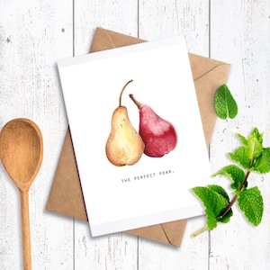 We Make A Great Pear Folded Notecard, Watercolor, Valentine, I love you, Anniversary, Stationary, Greeting Cards, Notecards