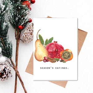 Foodie Christmas card, Food card, Watercolor, Holiday Card, Christmas Card, Illustration, Stationary, Greeting Cards, Food Card