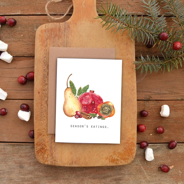 Foodie Christmas card, Food card, Watercolor, Holiday Card, Christmas Card, Illustration, Stationary, Greeting Cards, Food Card