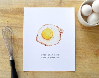 Egg Print, Breakfast Print, Watercolor, Food Illustration, Kitchen Decor, Kitchen Art, Art Print, 8x10