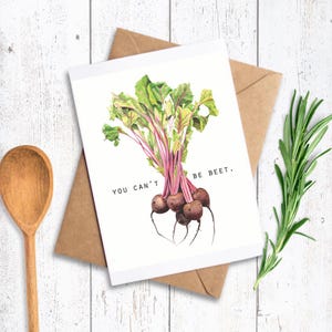 Carte de correspondance pliée You Can't Beet, Aquarelle, Saint-Valentin, Je t'aime, Illustration, Articles de papeterie, Cartes de voeux, Cartes de correspondance, Jeu de mots culinaire